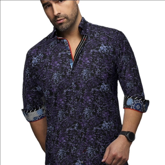 Au Noir Other - Au Noir Men's Button Up Long Sleeve Paisley Cotton Dress Shirt Size M